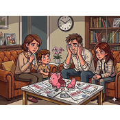 Familia en apuros. Elaboración propia con Google Gemini (CC BY SA 4.0)